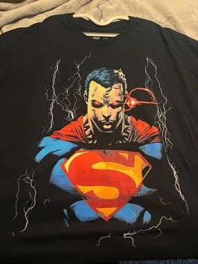 CVLA Superman Graphic Black Men's T-Shirt - Red & Blue